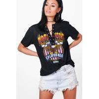 lace up band tee multi