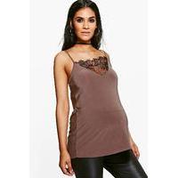 layla lace insert strappy cami mocha