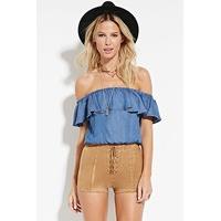 Lace-Up Faux Suede Shorts