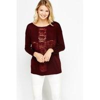 Lace Insert Cross Knitted Jumper