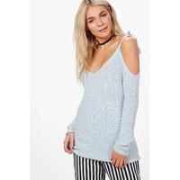 lace up shoulder jumper sage