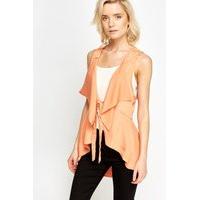 lace back waterfall sleeveless cardigan