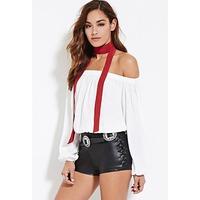 Lace-Up Faux Leather Shorts