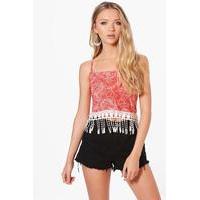 Lace Trim Vest - red