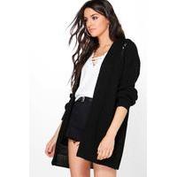 Ladder Back Distressed Cardigan - black