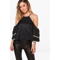 Laurie Ruffle Sleeve Cami Top - black