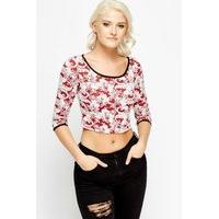 lace printed cropped top