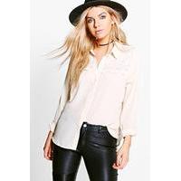 Lace Insert Western Shirt - cream