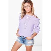 lace up shoulder jumper lilac