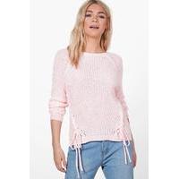 Lace Up Detail Jumper - blush