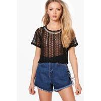 lace crop top black