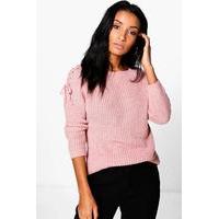 Lace Up Shoulder Jumper - blush