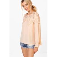 lace panel blouse peach