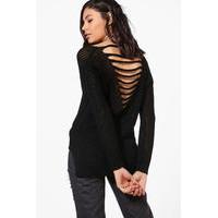 ladder back lightweight jumper black