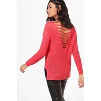 Ladder Back Lightweight Jumper - coral