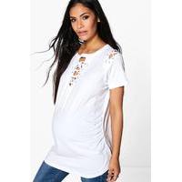 Laura Lace Up Neck & Shoulder Tee - white