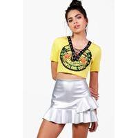 Lace Up Band Crop Top - yellow