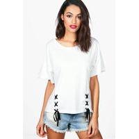 Lace Up Front T-Shirt - white