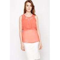 Lace Underlay Pleated Front Top