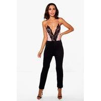 Lace Trim Cami Style Jumpsuit - rose