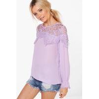 lace panel blouse purple