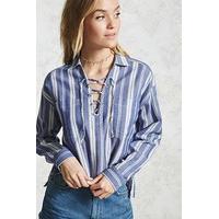 Lace-Up Multi-Stripe Top