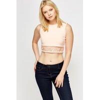 lace hem black crop top