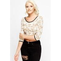 lace printed cropped top