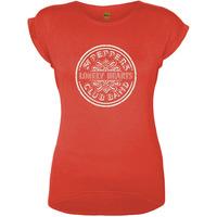Large Red Ladies The Beatles Sgt Pepper Drum T-shirt