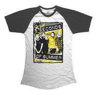 Large White & Black Ladies 5 Seconds Of Summer Splatter Raglan T-shirt