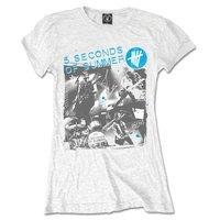 Large White Women\'s 5 Seconds Of Summer- Live Collage T Shirt