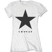 Large White Ladies David Bowie Black Star T-shirt