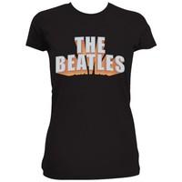Large Black Ladies The Beatles 3d Logo T-shirt