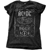 Large Black Ac/dc Ladies Fashion Cannon Swig Vintage T-shirt.