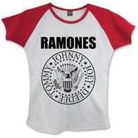 Large White & Red Ladies Ramones Presidential Seal T-shirt
