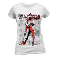 Large White Ladies Harley Quinn Comic T-shirt