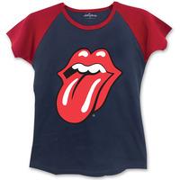 large navy blue red ladies the rolling stones classic tongue t shirt