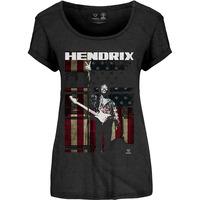 Large Black Ladies Jimi Hendrix Peace Flag T-shirt