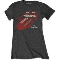 Large Charcoal Grey Ladies The Rolling Stones Vintage Tongue Logo T-shirt