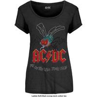 Large Grey Ladies Ac/dc Fly One The Wall T-shirt