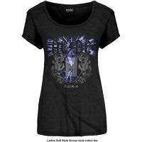 Large Black Ac/dc Electric Ladies Fashion T-shirt.