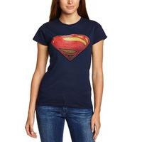 Ladies Small Blue Superman Man Of Steel Logo T-shirt