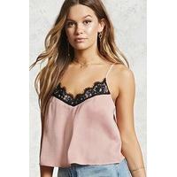 lace trim satin cami