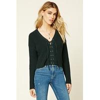 Lace-Up Ribbed Knit Jumper Top