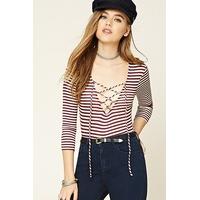 Lace-Front Stripe Bodysuit