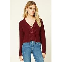 Lace-Up Ribbed Knit Jumper Top