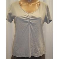 lands end taupe ruched small v neck t shirt