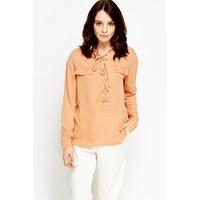 Lace Up Front Blouse