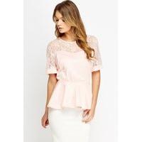 Lace Bodice Peplum Top