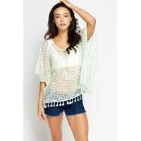 Lace Tie Up Neck Poncho